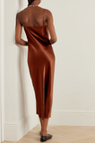 Clea silk satin brown dress