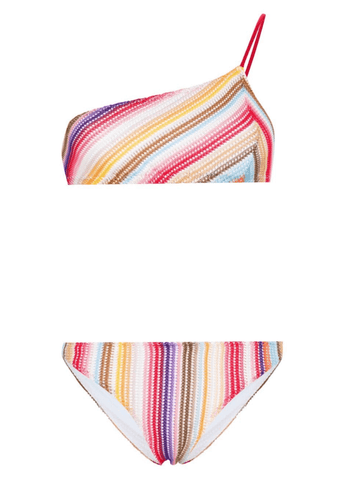 striped crochet-knit bikini