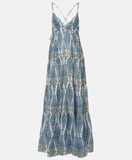 Printed blue maxi dress