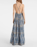 Printed blue maxi dress