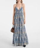 Printed blue maxi dress