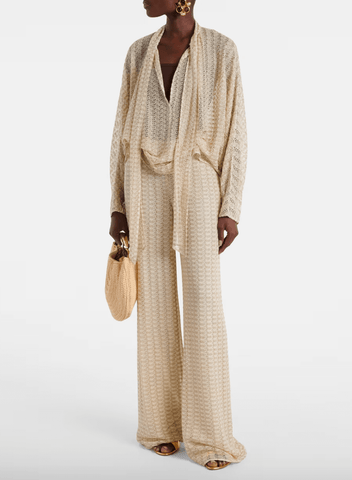 Lamé wide-leg pants