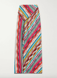 Mare striped metallic crochet-knit maxi skirt