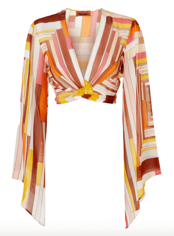 printed top in orange and yellow