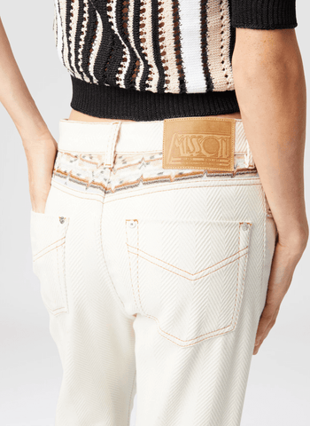 Denim pockets w/ zigzag greek inserts