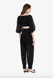 Voile carrot pants with stitching