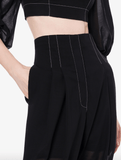 Voile carrot pants with stitching