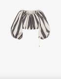 Cotton and nylon striped crop top