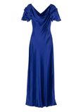 satin maxi dress in blue