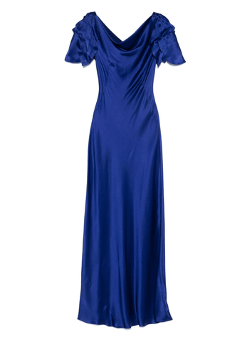 satin maxi dress in blue