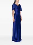 satin maxi dress in blue