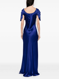 satin maxi dress in blue