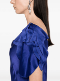 satin maxi dress in blue