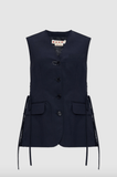 Waistcoat with side slits in navy