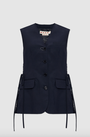Waistcoat with side slits in navy