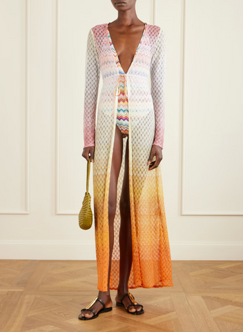 Cardigan in lamé viscose with dégradé spiderweb