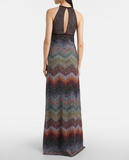 Caperdoni Long halter-neck dress