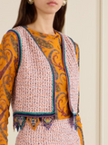 Cropped Jacquard waistcoat with tweed effect