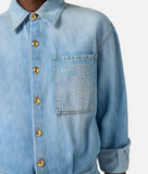 Denim jumpsuit with lettering detail