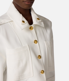 Gabardine pea coat with jewel buttons