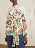 Belted Kaftan with placed Floral Paisley Print