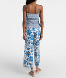 Trousers with blue and yellow floral print