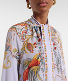 Shirt with placed flora and fauna print