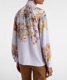 Shirt with placed flora and fauna print