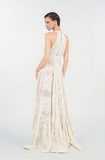 Long Dress with Ornamental Motif White