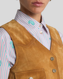 Cropped suede waistcoat with pockets