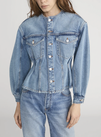 Nipped collarless jacket