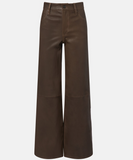 Slim Palazzo Leather Pants