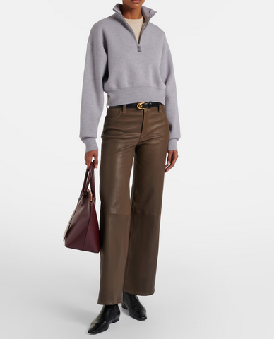 Slim Palazzo Leather Pants