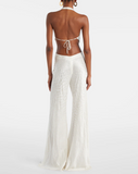 White Jumpsuit with Serpentine Print