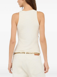 White Sleeveless Top with Serpentine Print