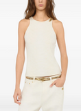 White Sleeveless Top with Serpentine Print