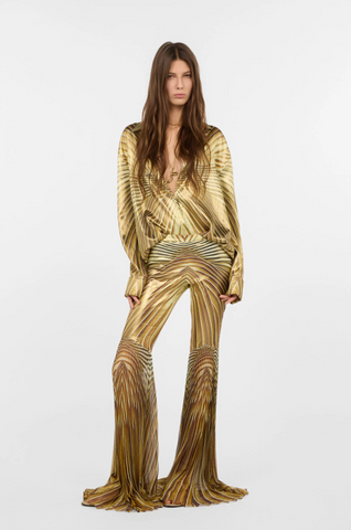 Silk Shirt with Ray Of Gold Print