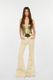 White Flared Jeans with Gold Python Motif