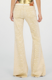 White Flared Jeans with Gold Python Motif