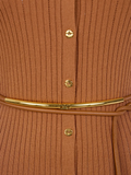 Dress in openwork knit fabric with jewel belt