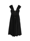 Stretch cotton dress with jewel chain