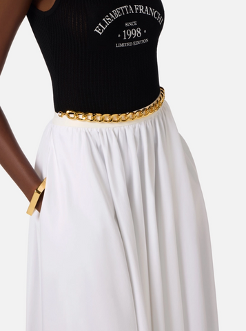 Stretch cotton skirt with jewel detail