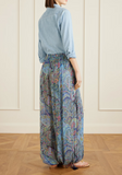 Wide-leg trousers with floral motif