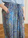 Wide-leg trousers with floral motif