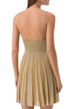 Ribbed Viscose Lamé Mini Dress with Cut-Out Detail