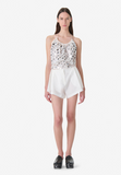 Pleated mini white shorts