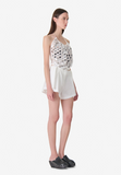 Pleated mini white shorts