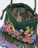 Small suede kalispera bag with embroidery