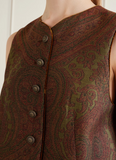 Cotton-blend jacquard waistcoat with paisley motif