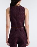 Fit-and-flare cotton-blend jacquard trousers